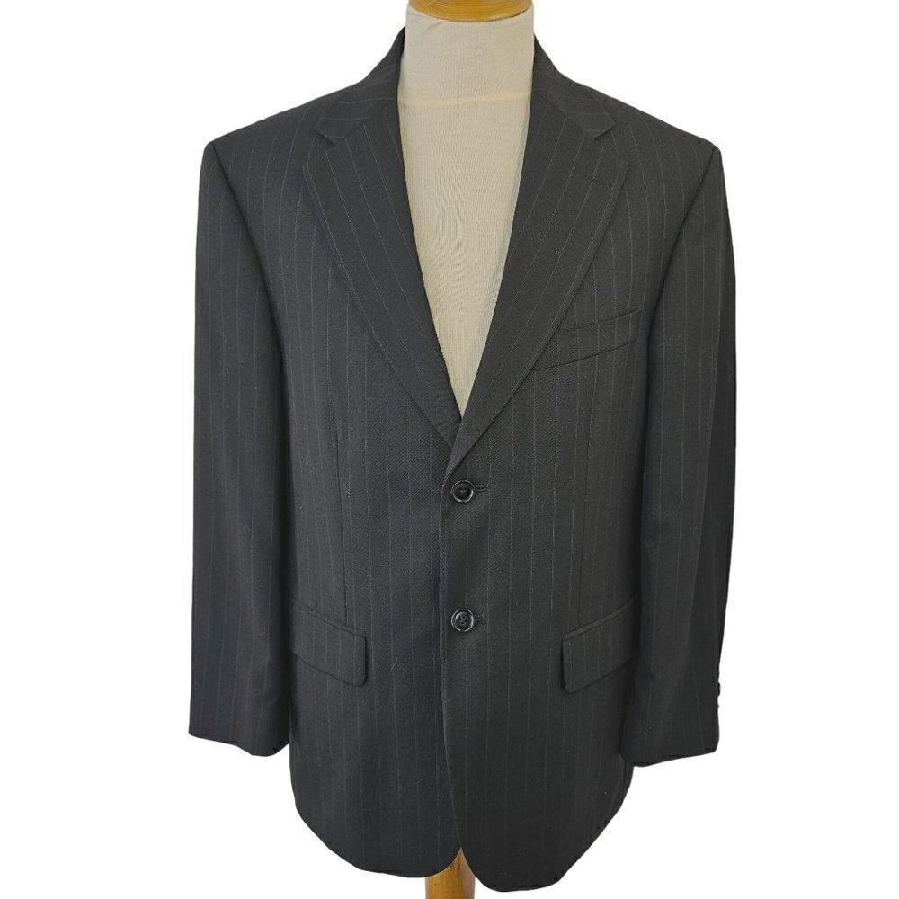 TownCraft JC Penny Navy Blue Pinstripe 2 Button Sport Coat Poly Wool Size 38S